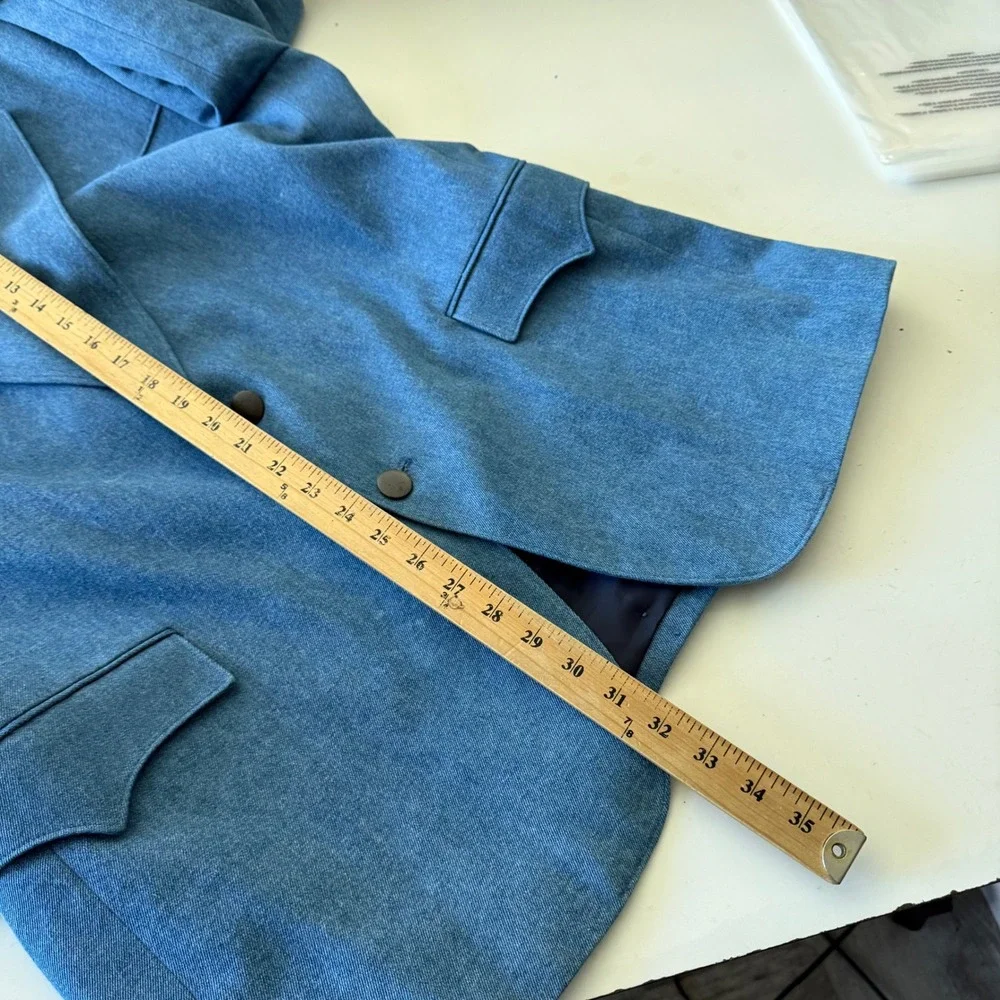 Circle S Dallas Texas Mens Blue Cotton Western Blazer Sport Coat 44R Denim Style